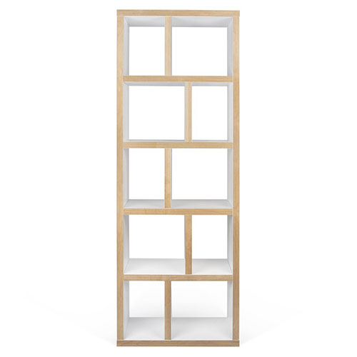 Etagère - Bibliothèque 5 niveaux 70 cm en bois naturel et blanc
