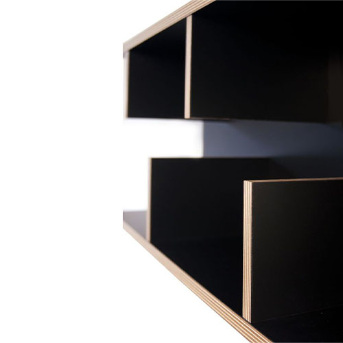 Etagère murale 90cm en contreplaqué naturel et noir - Collection Bern - Temahome