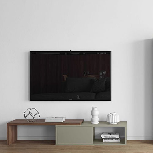 Meuble TV modulable 2 étagères en contreplaqué foncé et gris - Collection Move - Temahome