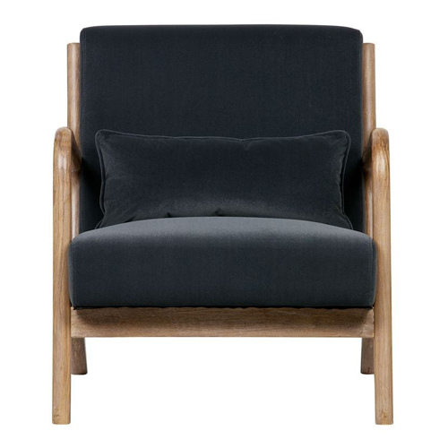 Fauteuil en bois et velours anthracite - Collection Mark - Woood