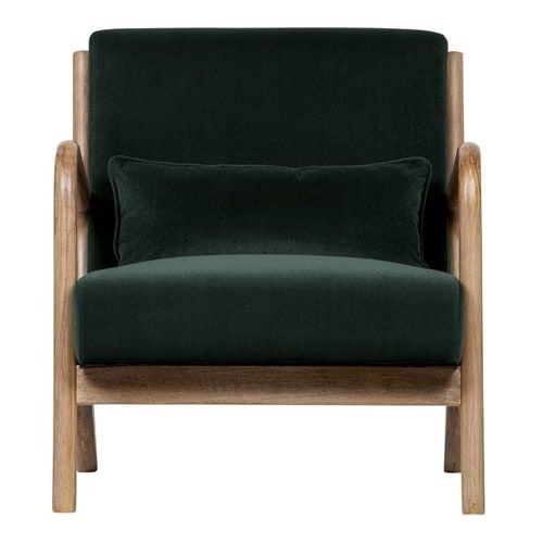 Fauteuil en bois et velours vert - Mark