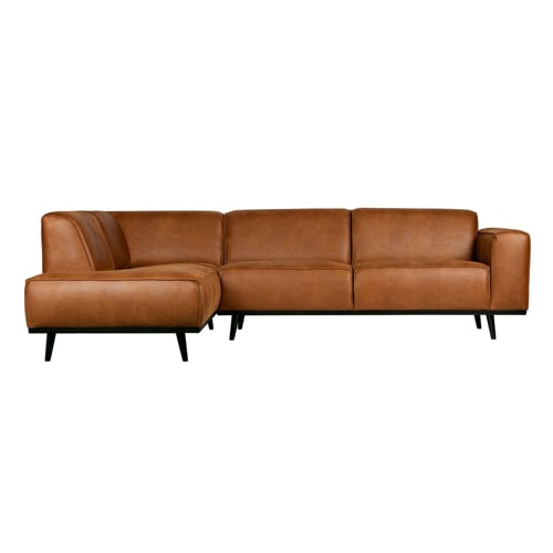 Canapé d'angle gauche en eco cuir cognac - Collection Statement - BePureHome