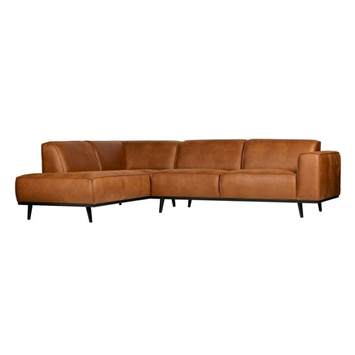 Canapé d'angle gauche en eco cuir cognac - Collection Statement - BePureHome