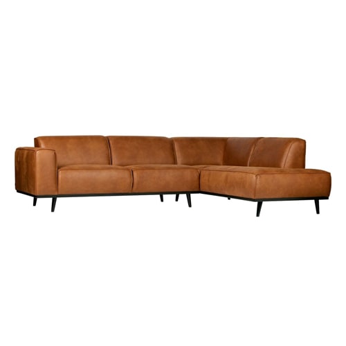 Canapé d'angle droit en eco cuir cognac - Statement
