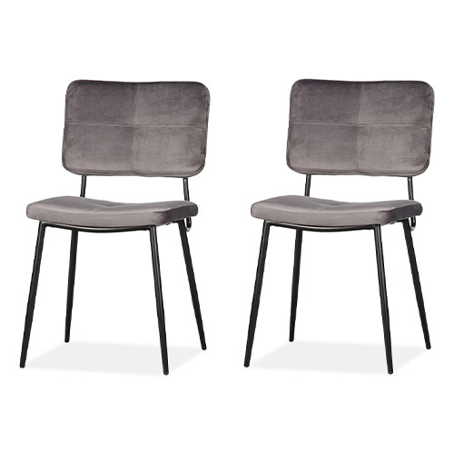 Lot de 2 chaises en velours anthracite - Collection Kaat - Woood