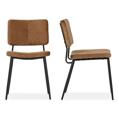 Lot de 2 chaises en velours Caramel - Kaat - Woood