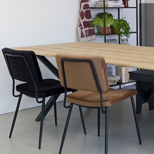 Lot de 2 chaises en velours Caramel - Kaat - Woood