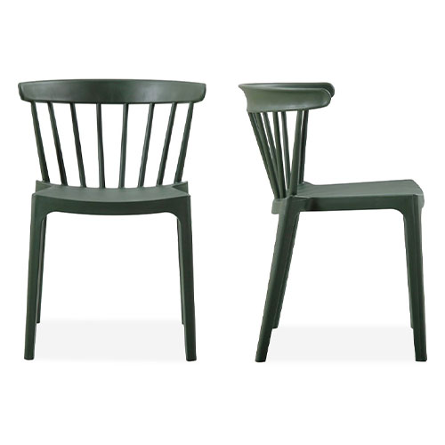 Lot de 2 chaises de jardin design en résine vert - Bliss