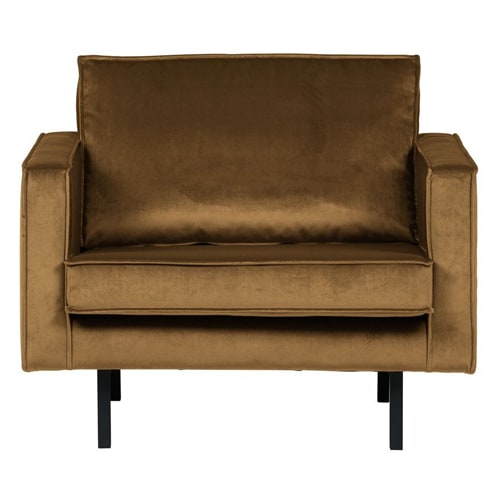 Fauteuil en velours jaune miel - Rodeo