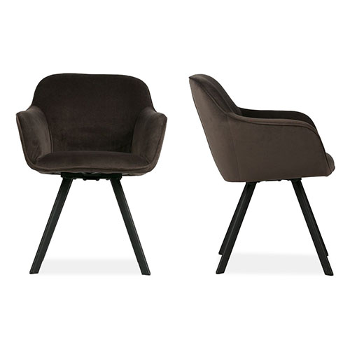 Lot de 2 chaises en velours anthracite - Collection Viggo - Woood