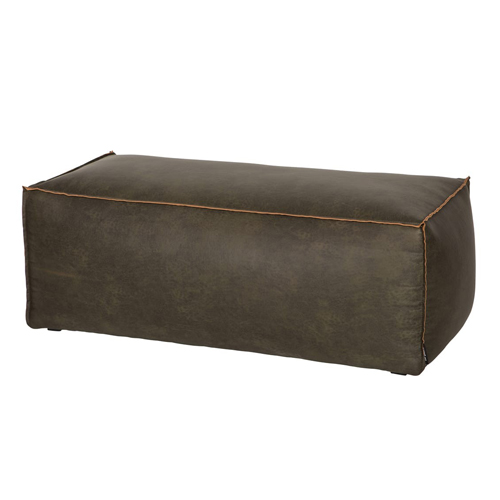Pouf 43x120 en cuir kaki - Rodeo