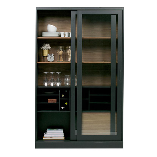 Vitrine 2 portes en bois noir - Collection James - Woood