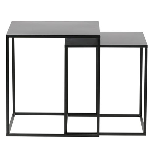 Lot de 2 tables gigognes en métal noir - Ziva