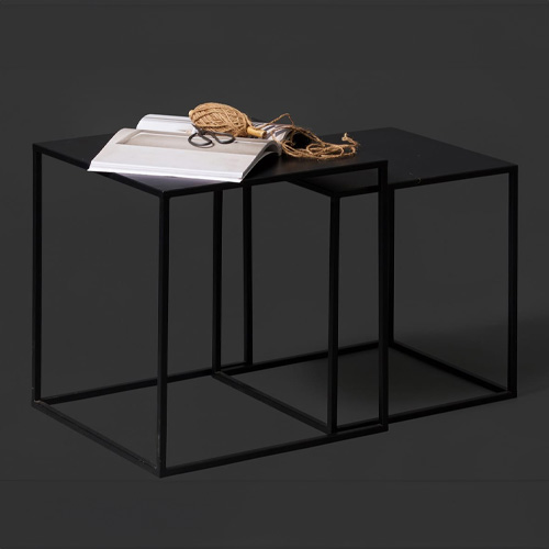 Lot de 2 tables gigognes en métal noir - Collection Ziva - Woood