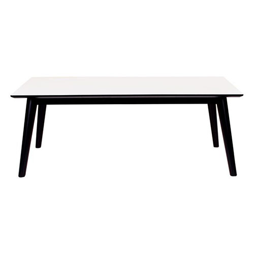 Table basse en melamine plateau blanc piètement noir - Collection Copenhagen - House Nordic