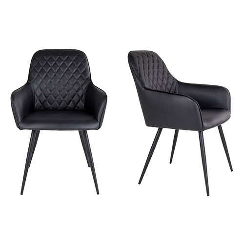 Lot de 2 fauteuils repas en simili cuir noir - Harbo