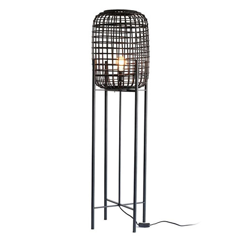 Lampadaire 120 cm en rotin et métal noir - Collection Davao - Red Cartel