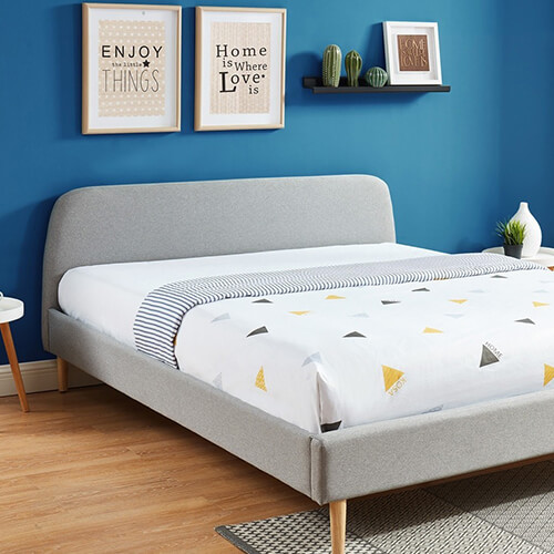 Lit adulte scandinave 180x200 gris clair - Collection Gaby
