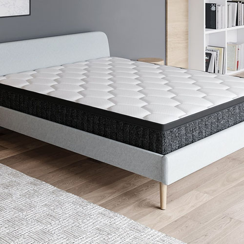 Ensemble matelas mémoire 160x200 Memo Royal + Lit gris clair avec sommier Gaby - Mousse HD + Mémoire de forme - Hbedding