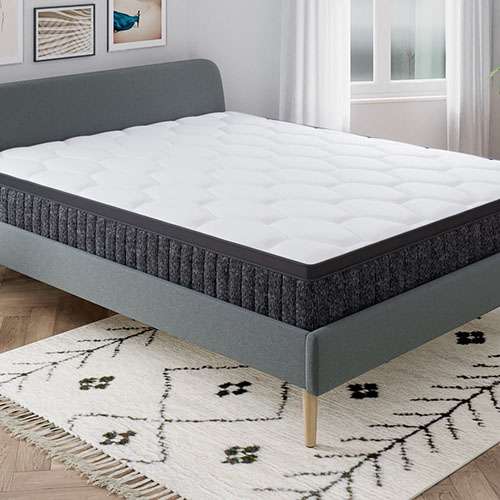Ensemble matelas mémoire 160x200 Memo Royal + Lit gris foncé avec sommier Gaby - Mousse HD + Mémoire de forme - Hbedding