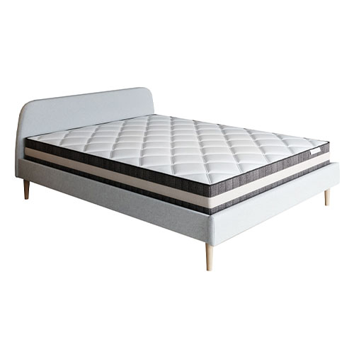 Ensemble matelas ressorts 160x200 Spring Luxe + Lit gris clair avec sommier Gaby - Mousse HD + Ressorts ensachés - Hbedding
