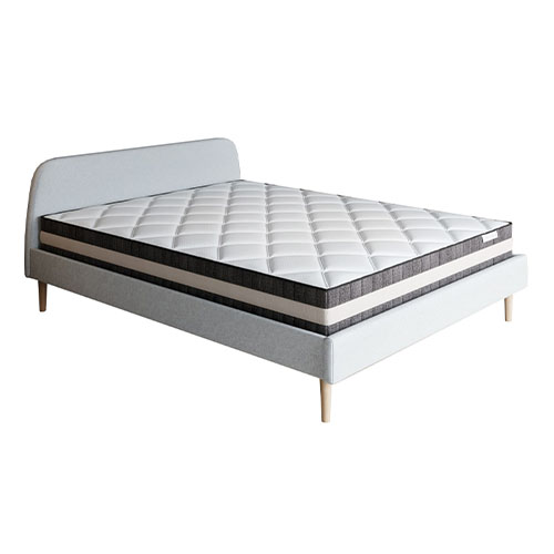 Ensemble matelas ressorts 180x200 Spring Luxe + Lit gris clair avec sommier Gaby - Mousse HD + Ressorts ensachés - Hbedding