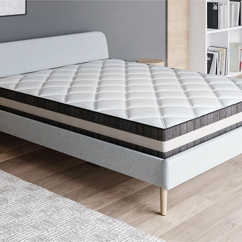 Ensemble matelas ressorts 180x200 Spring Luxe + Lit gris clair avec sommier Gaby - Mousse HD + Ressorts ensachés - Hbedding