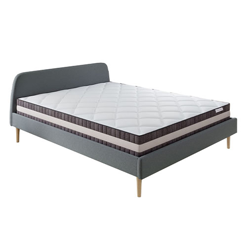 Ensemble matelas ressorts 180x200 Spring Luxe + Lit gris foncé avec sommier Gaby - Mousse HD + Ressorts ensachés - Hbedding