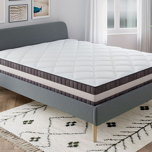 Ensemble matelas ressorts 180x200 Spring Luxe + Lit gris foncé avec sommier Gaby - Mousse HD + Ressorts ensachés - Hbedding