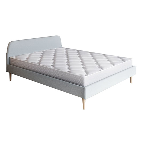 Ensemble matelas ressorts 160x200 + Lit gris clair + sommier à lattes - Mousse HD + Ressorts ensachés - Spring Confort