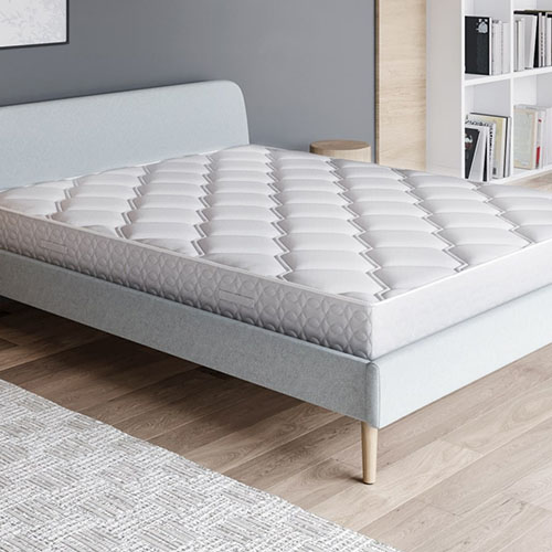 Ensemble matelas ressorts 160x200 + Lit gris clair + sommier à lattes - Mousse HD + Ressorts ensachés - Spring Confort