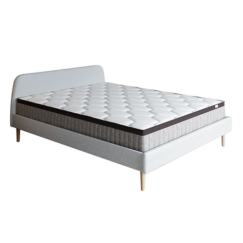 Ensemble matelas ressorts 160x200 Spring Memo Royal + Lit gris clair avec sommier Gaby - Mousse mémoire + ressorts - Hbedding