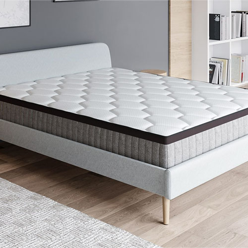 Ensemble matelas ressorts 160x200 Spring Memo Royal + Lit gris clair avec sommier Gaby - Mousse mémoire + ressorts - Hbedding