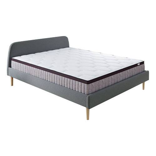 Ensemble matelas ressorts 160x200 Spring Memo Royal + Lit gris foncé avec sommier Gaby - Mousse mémoire + ressorts - Hbedding