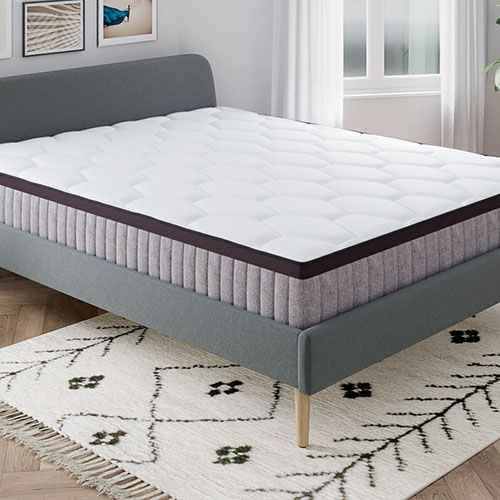 Ensemble matelas ressorts 160x200 Spring Memo Royal + Lit gris foncé avec sommier Gaby - Mousse mémoire + ressorts - Hbedding