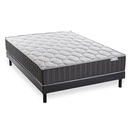 Ensemble matelas mémoire + sommier 90x190 - Mousse ergo, mousse HR 35kg et mousse effet mémoire de forme - Memo Prestige