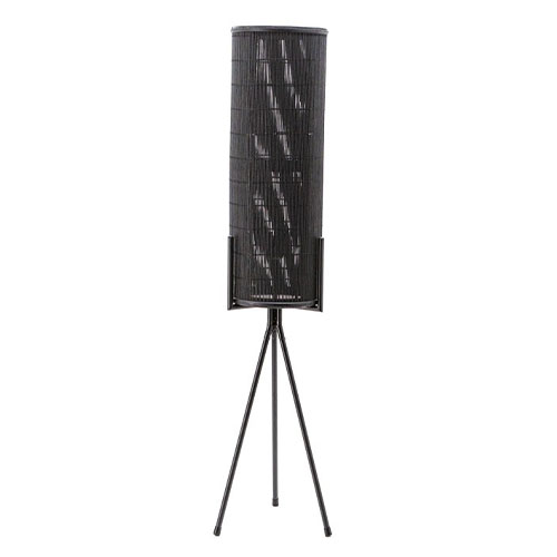 Lampadaire en rotin et métal noir - Archer