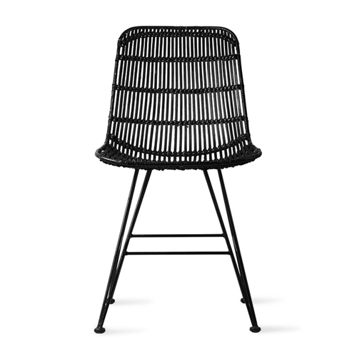 Chaise en rotin noir piètement en métal - Rattan