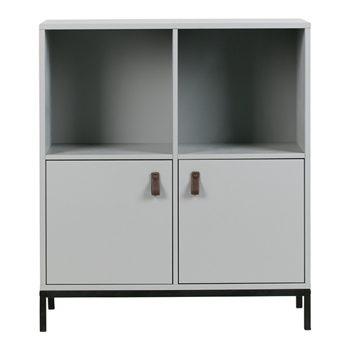 Meuble de rangement 2 niches 2 portes en pin gris et métal - Vtwonen