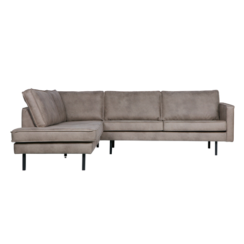Canapé d'angle gauche 6 places en simili cuir gris - Collection Rodeo - BePureHome