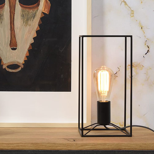 Lampe de table rectangle en métal noir - Antwerp