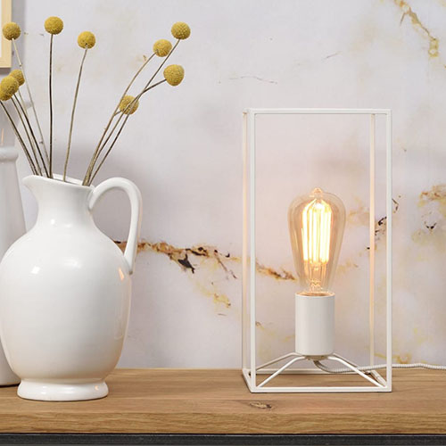 Lampe de table rectangle en métal blanc - Antwerp