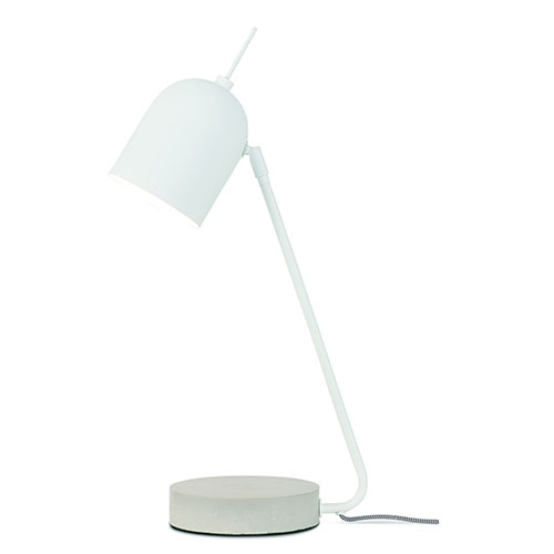 Lampe à poser base en ciment abat jour en métal blanc - Madrid