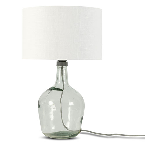 Lampe à poser en verre recyclé et lin blanc - Taille S - Murano