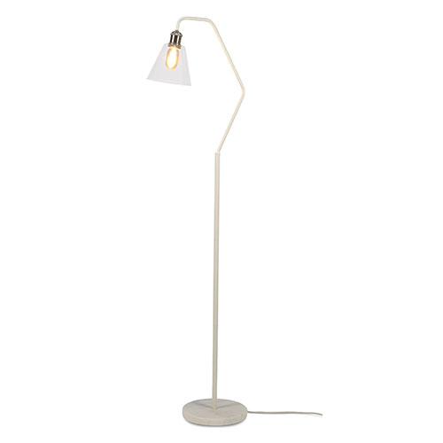 Lampadaire en marbre et métal blanc, abat jour en verre - Paris
