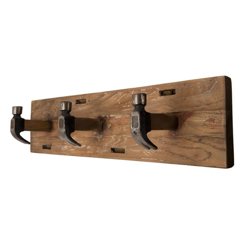 Porte manteau mural 3 crochers en teck - Collection Sixtine
