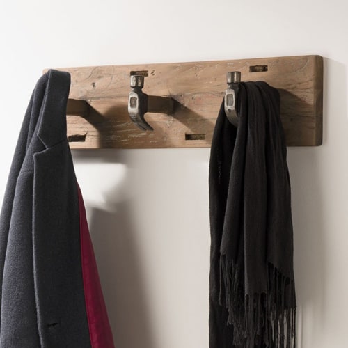 Porte manteau mural 3 crochers en teck - Collection Sixtine