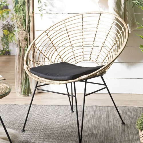 Fauteuil rond en rotin naturel - Camille