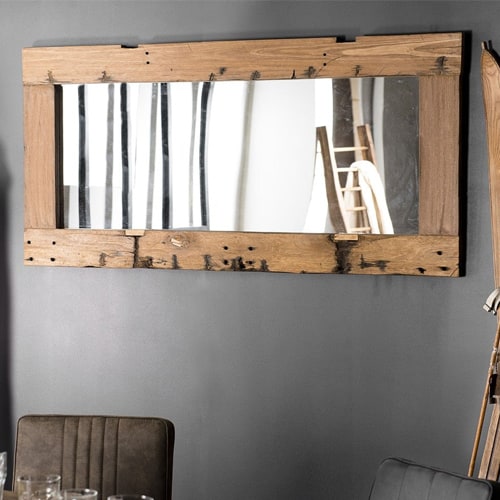 Miroir rectangulaire en bois recyclé - Collection Nora