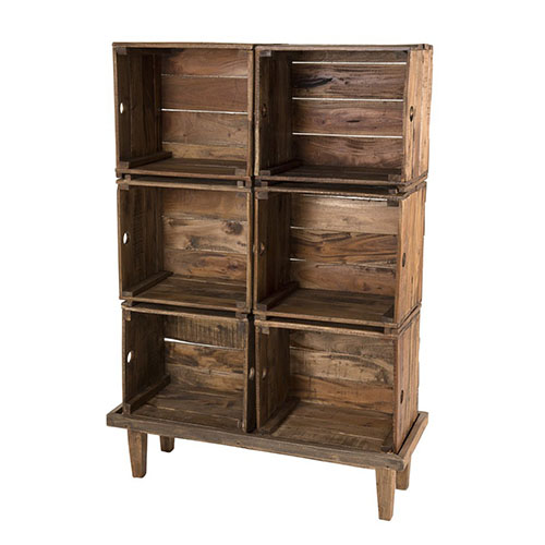 Meuble de rangement 6 caisses en bois - Collection Nora